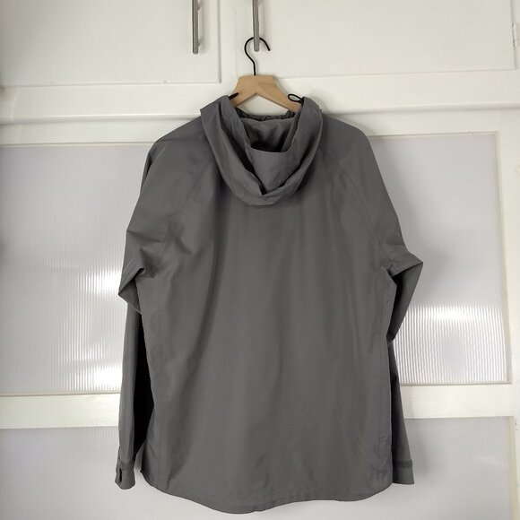 George Grey Hooded Rain Jacket Coat Zippered Adjustable Cuffs Medium Polyester - Picture 2 of 13